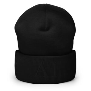 A1 Black on Black cuffed beanie